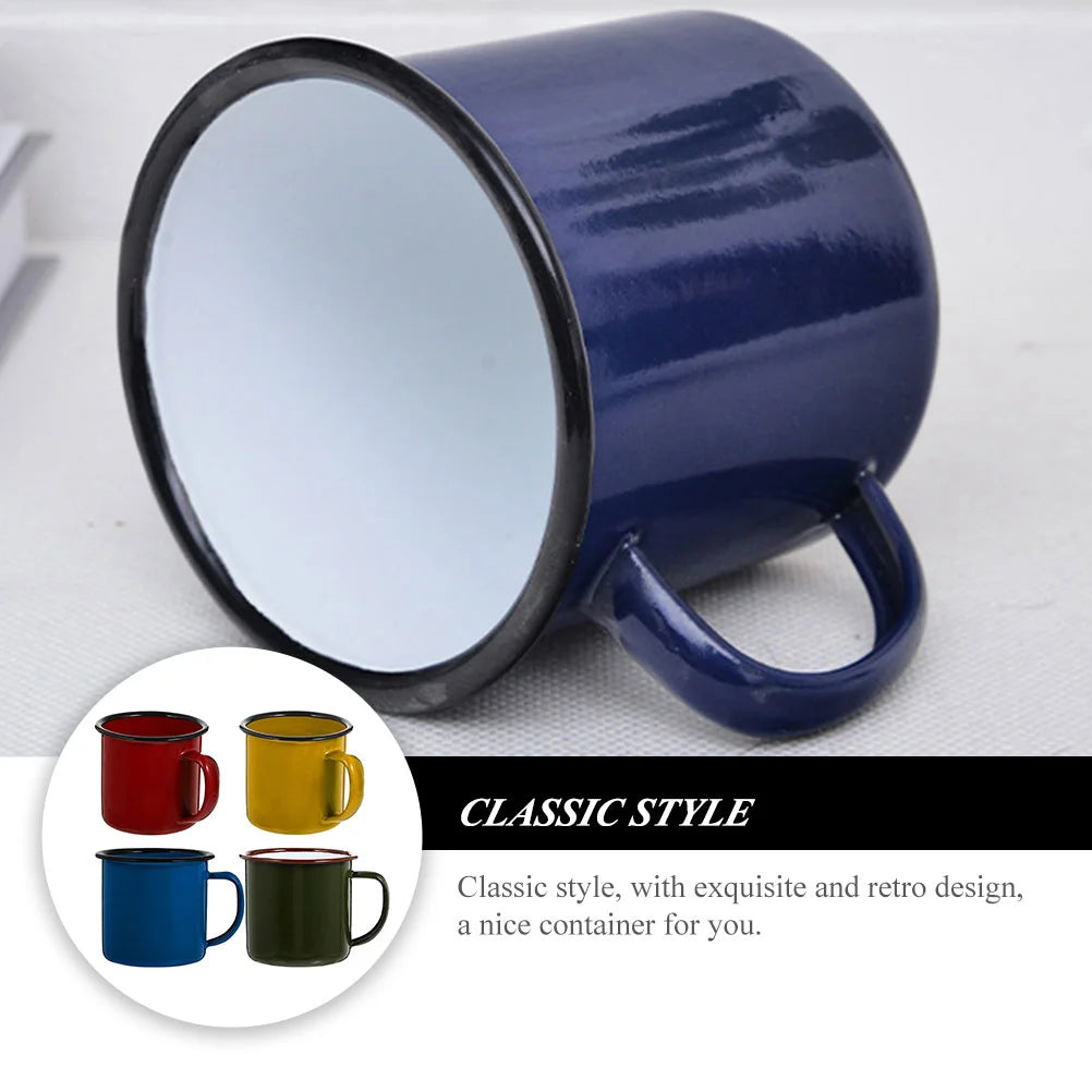 4 Pcs Thickened Enamel Mug Retro Coffee Cup Kitchen