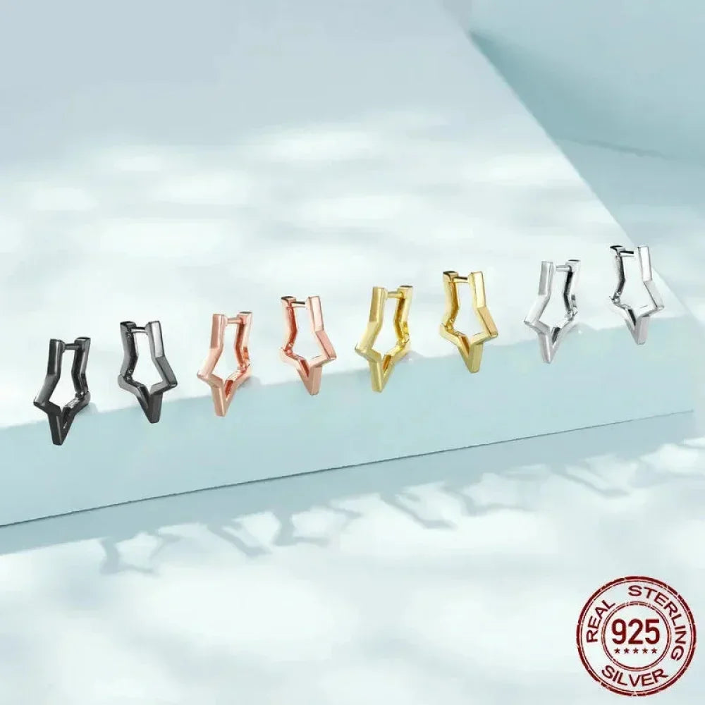 925 Sterling Silver Starlike Earrings - Minimalist Star Shape Ear Buckle for Women - Fashion jewelry SCE1136