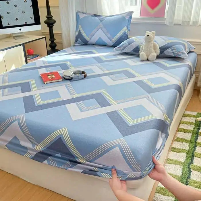 100% Cotton Floral Fitted Sheet Set - Includes Pillowcase, Single/Queen/King Size Mattress Covers(Breathable)