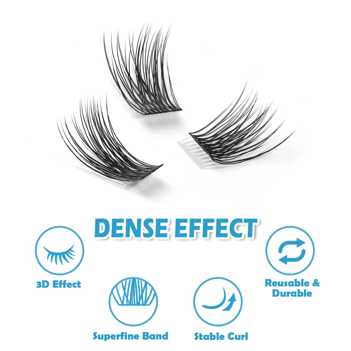 ETVITE DIY Clusters Eyelash Extension Dovetail Segmented Lashes 48 Volume Natural Segmented Eyelashes Bundles
