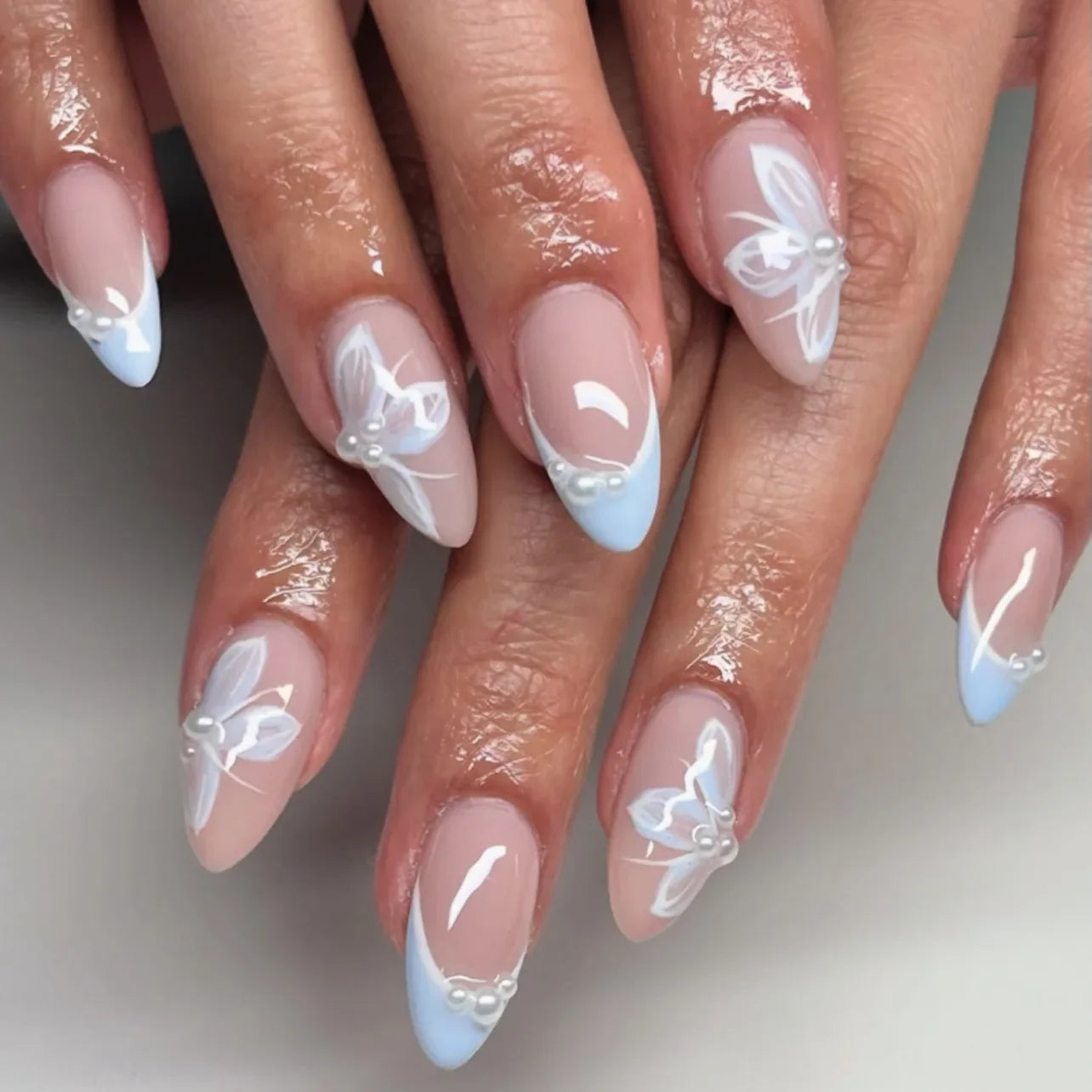 24 Pcs Matte Almond False Nails Set-40