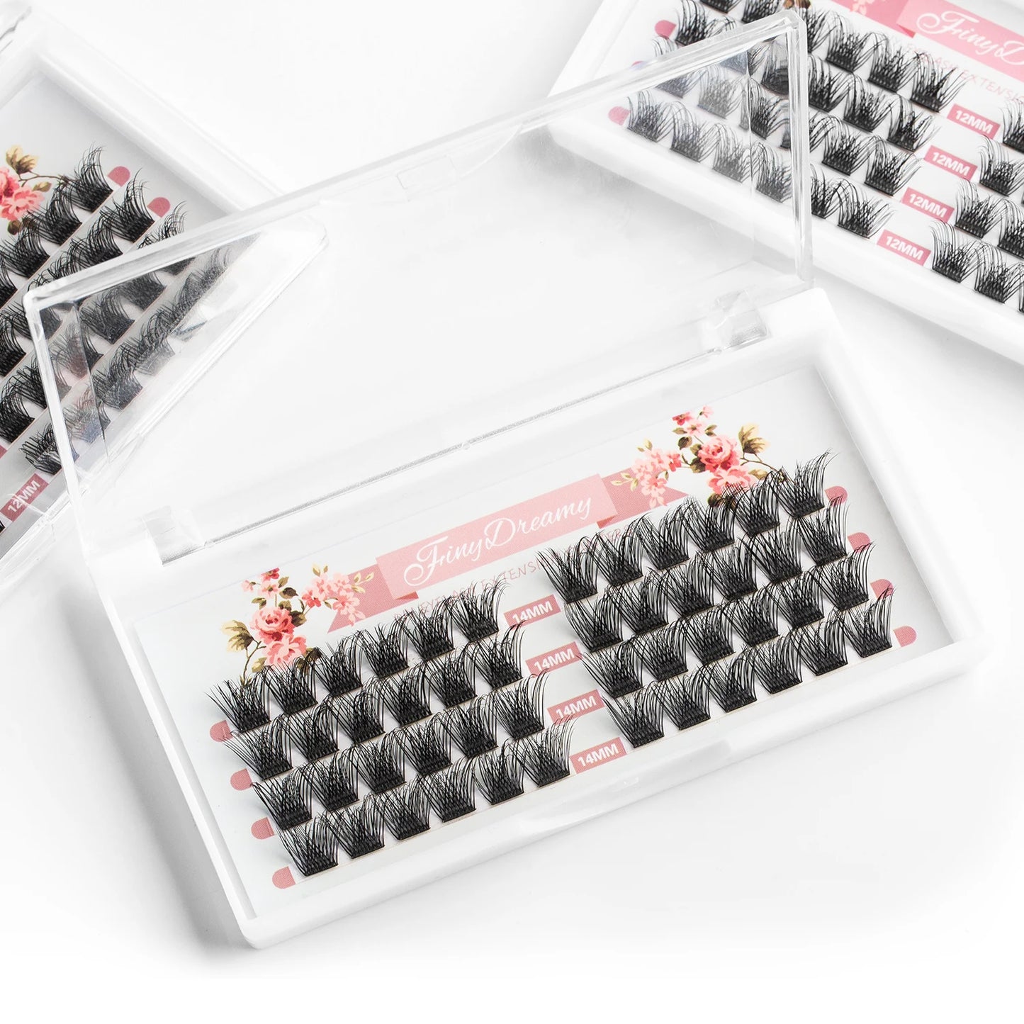 ETVITE DIY Clusters Eyelash Extension Dovetail Segmented Lashes 48 Volume Natural Segmented Eyelashes Bundles