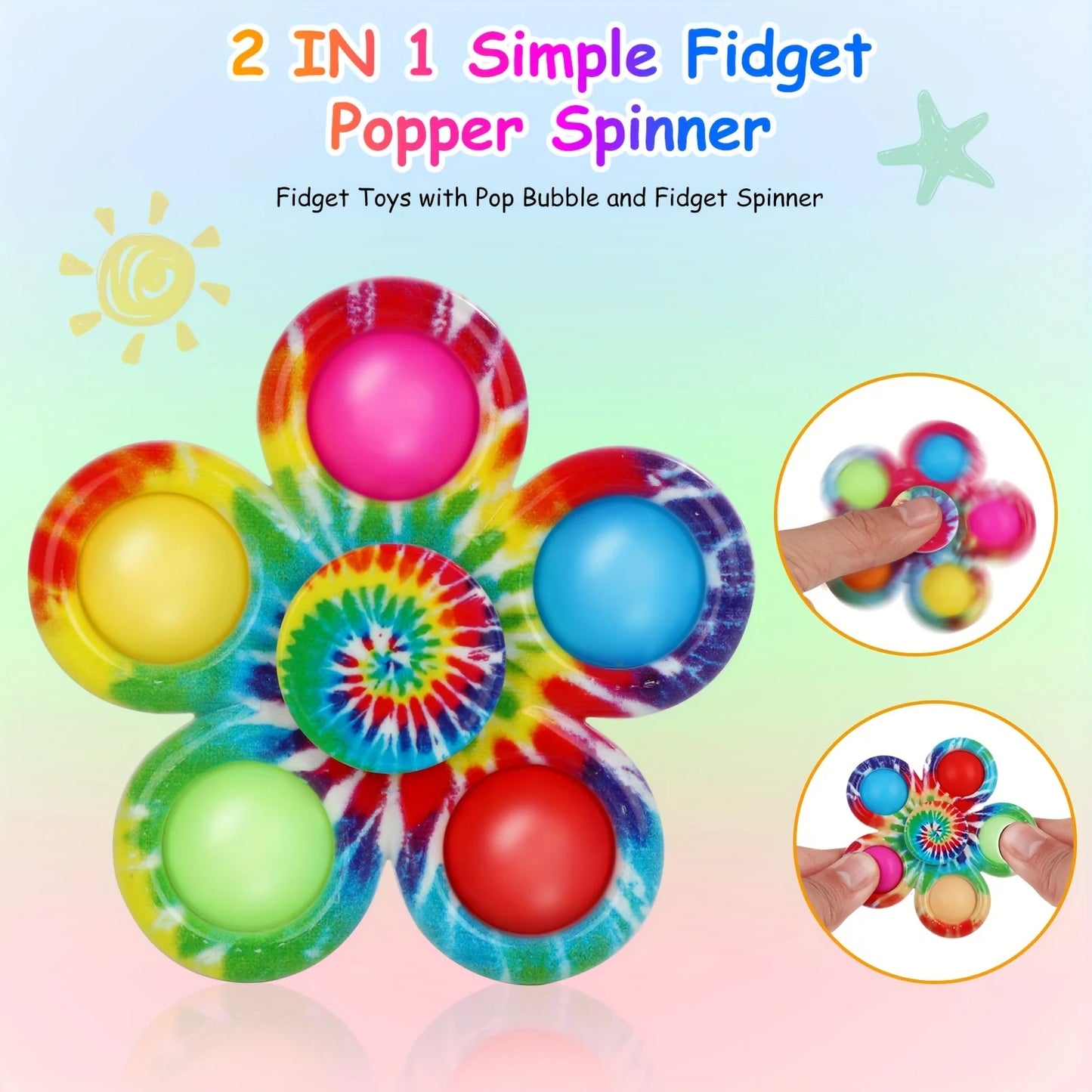 12/24 Pcs Fun Colorful Bubble Spinner Kids Birthday Party Favors Classroom Prizes Carnival Christmas Wedding Guest Gifts Pinata