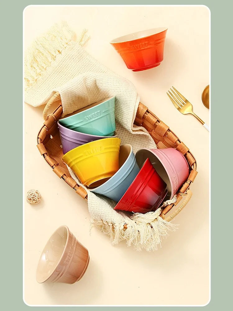 300ML 4.5 Inches Dishes Fruit Bowl Tableware Ramen Bowls for Food Kitchen Salad Cute Dining Bar Home Garden 8 Colors