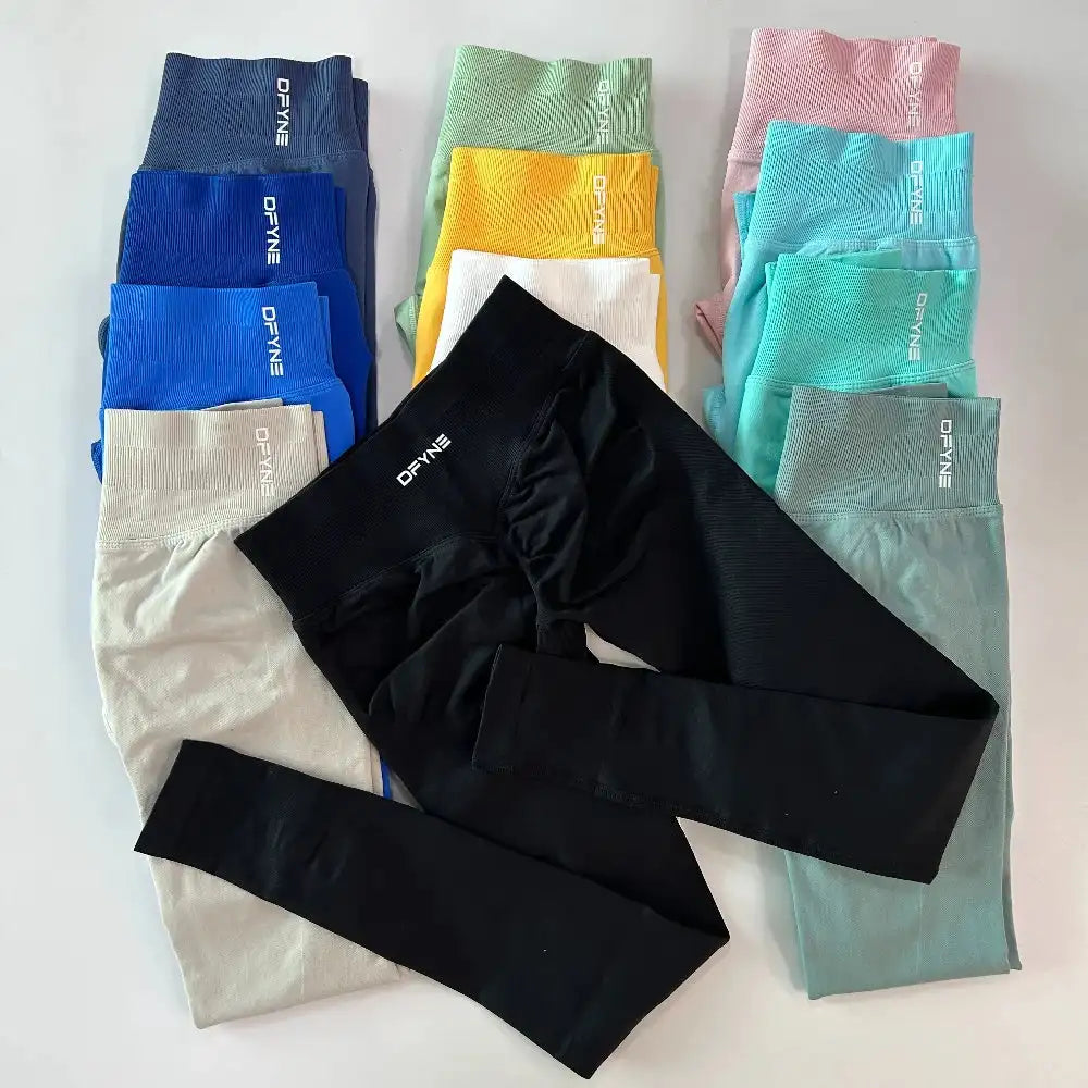 Dfyne Impact LeggingsScrunch Seamless Yoga Women Legging Gym Sports Pants Low Ribbed Band High Stretch Fitness Tights INS NEW