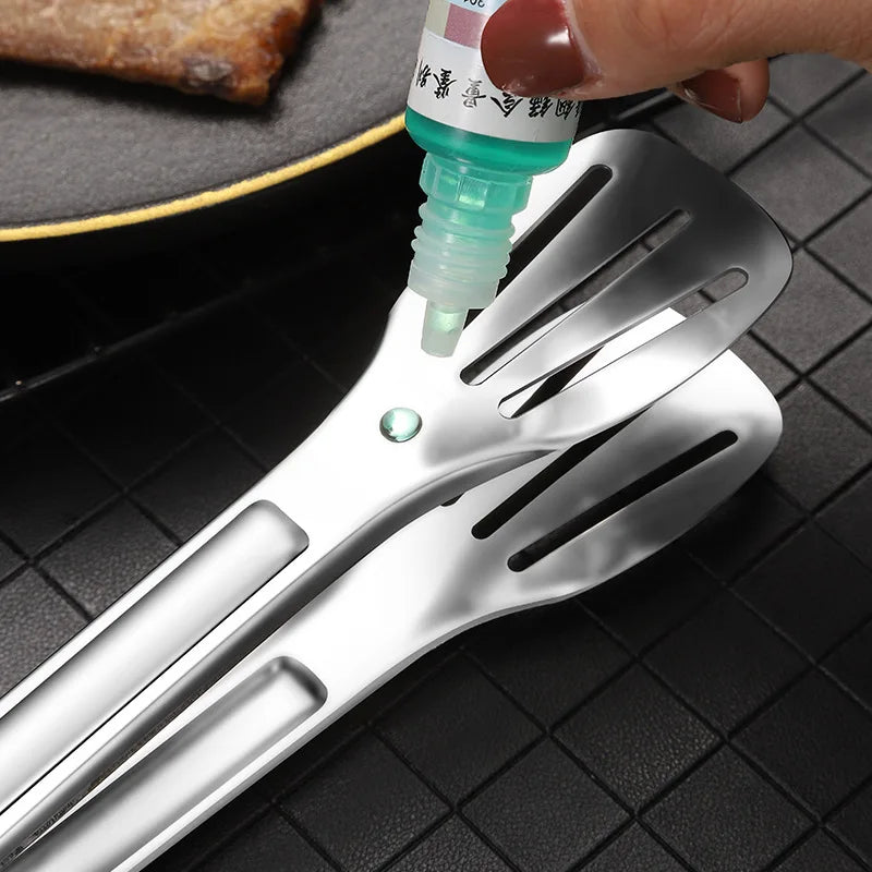 2-Size Stainless Steel Heat Resistant Food Tongs Non-stick