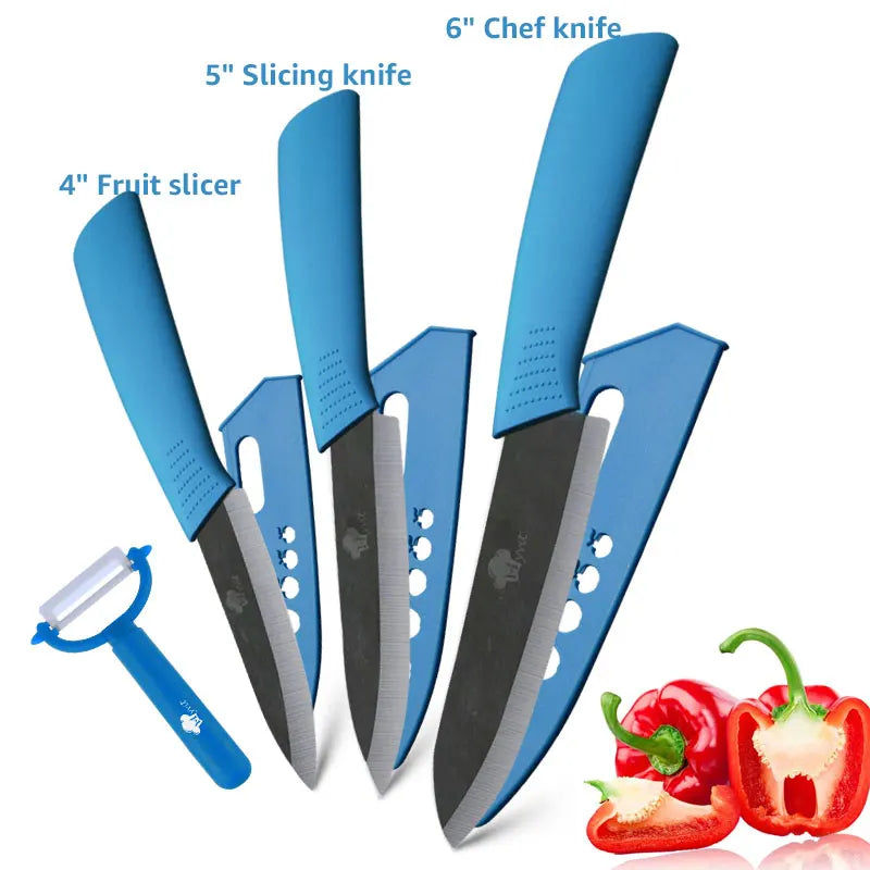 Ceramic Knife Kitchen Knives Set 3 4 5 6inch Chef Knife Utility Slicing Cutter Fruit Vegetable Baby Food Paring Anti-slip Handle