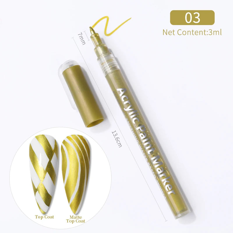 1Pc Nail Art Drawing Graffiti Pen Waterproof Painting Liner Brush DIY 3D Abstract Lines Fine Details Flower Nail Manicure Tools