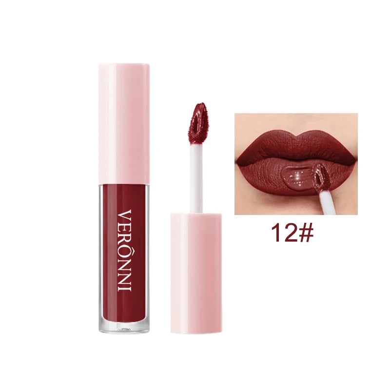 12 Colors Matte Liquid Lipstick 2.3ml Mini Size Vegan&Cruelty-Free Long Lasting Non-Drying Nude to Bold Shades Fade Proof Makup