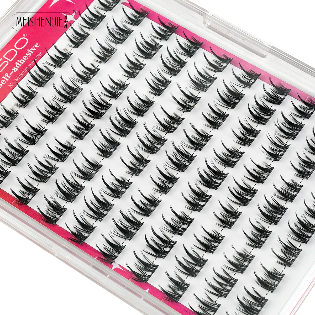 MEISHENJIE Self Adhesive Eyelashes 100 PCS DIY Cluster Lashes No Glue Needed Individual Lashes Extension Makeup Tools Faux Cils