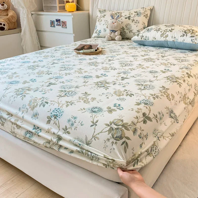 Fitted Sheet 100% cotton for single/couple bed, breathable and soft non-slip, customizable, 1 part, 16 sizes
