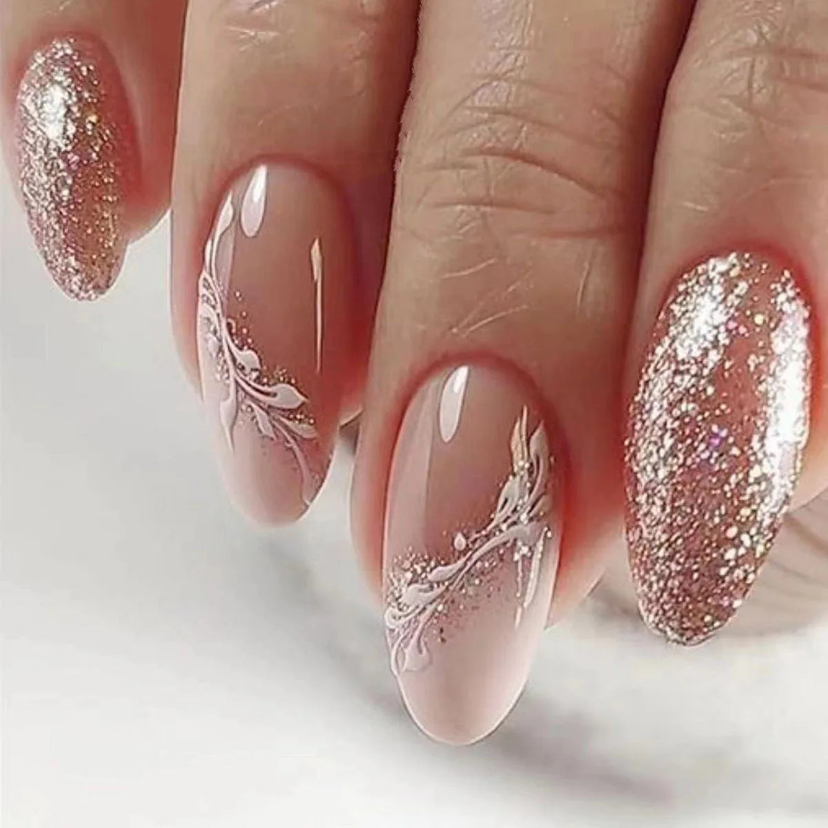 24 Pcs Matte Almond False Nails Set-28