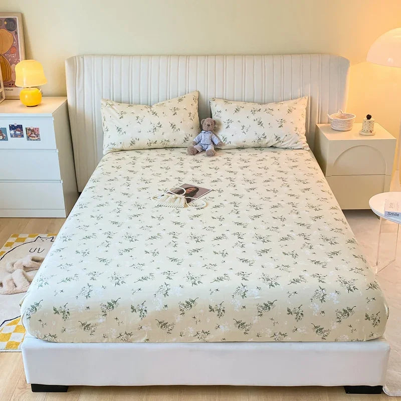Fitted Sheet 100% cotton for single/couple bed, breathable and soft non-slip, customizable, 1 part, 16 sizes