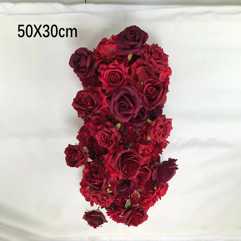 2M Luxurious White Rose Sofa Table Runner Flower Row Wedding Backdrop Decor Floral Arrangement Party table Window Display Props