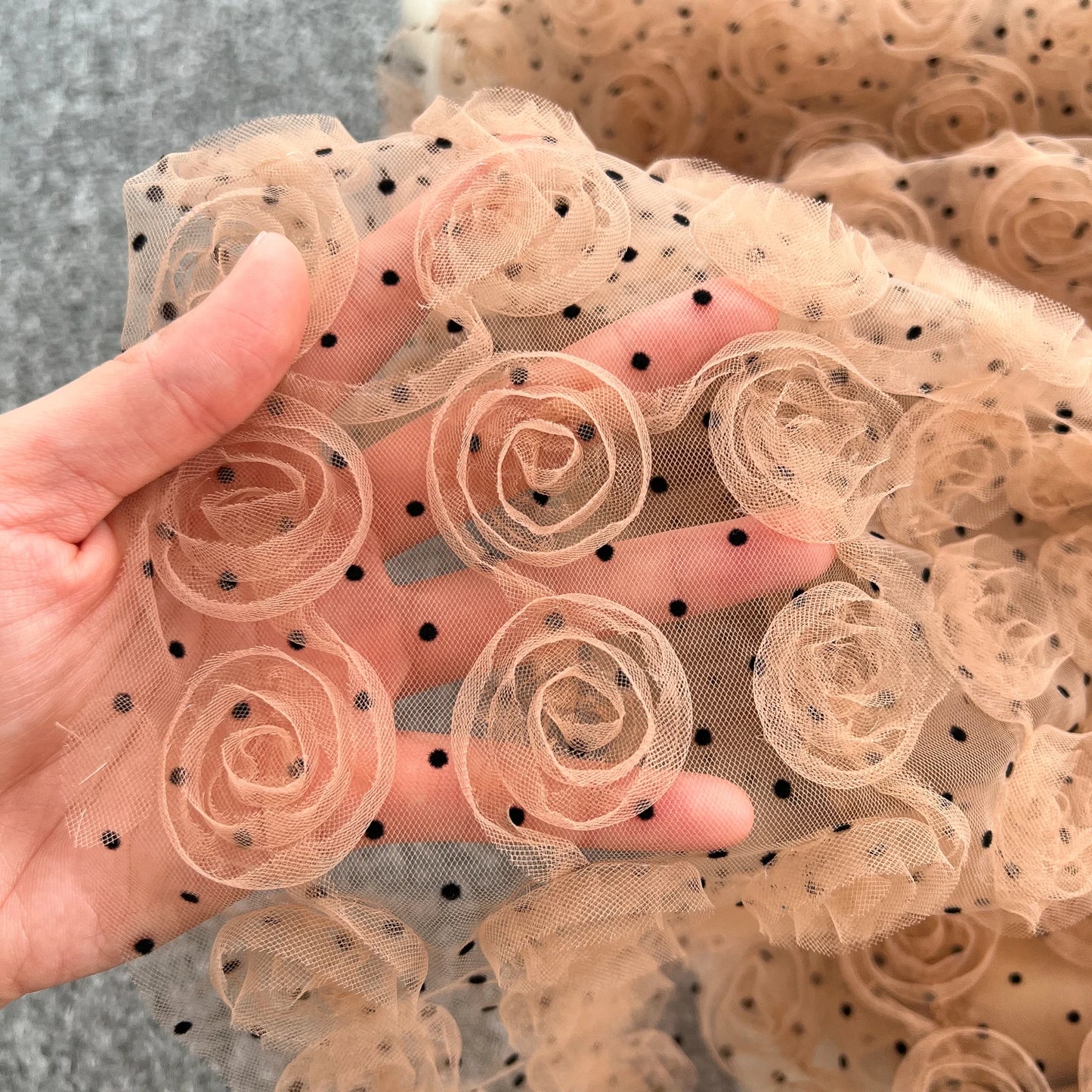 SINGREINY 3D Roses Mesh Straps Dress Polka Dots Backless Zipper Irregular Sundress Women French Senior Chic Evening Long Dress