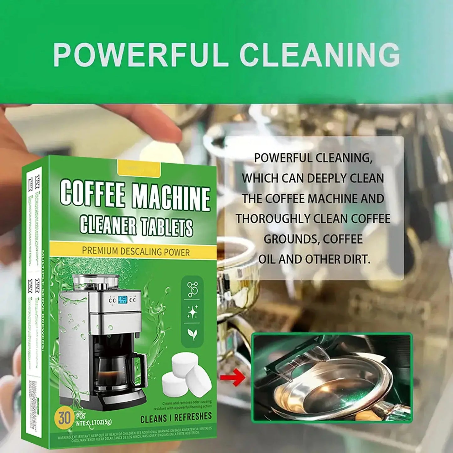Coffee Machine Cleaning Tablets With 30 Pieces Of Coffee Machine Descaling Agent For Deep Cleaning Of Coffee Stains-2