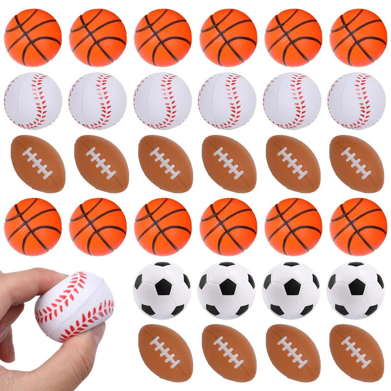 5/10Pcs Squeeze Ball Toy Kids Sports Theme Birthday Party Favors Goodie Pinata Filler Anti Stress Rubber Soccer Basketball Gifts