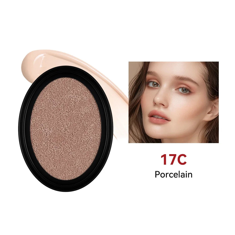 Cushion Foundation Refill Waterproof Semi-Matte Red Finish 72-Hour Wear Long-Lasting Buildable Coverage Sun Protection Makeup
