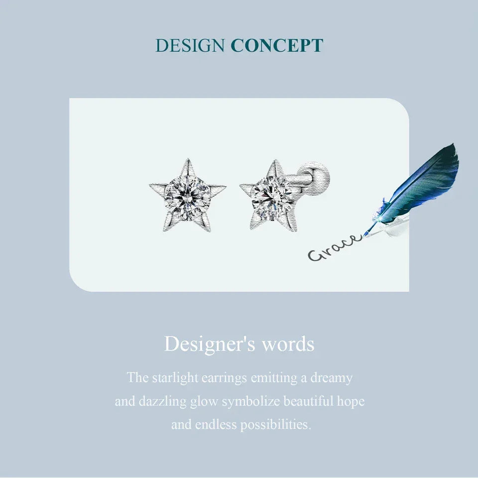 Celestial Sparkle Sterling Silver Star Stud Earrings