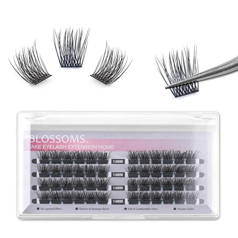 ETVITE DIY Clusters Eyelash Extension Dovetail Segmented Lashes 48 Volume Natural Segmented Eyelashes Bundles