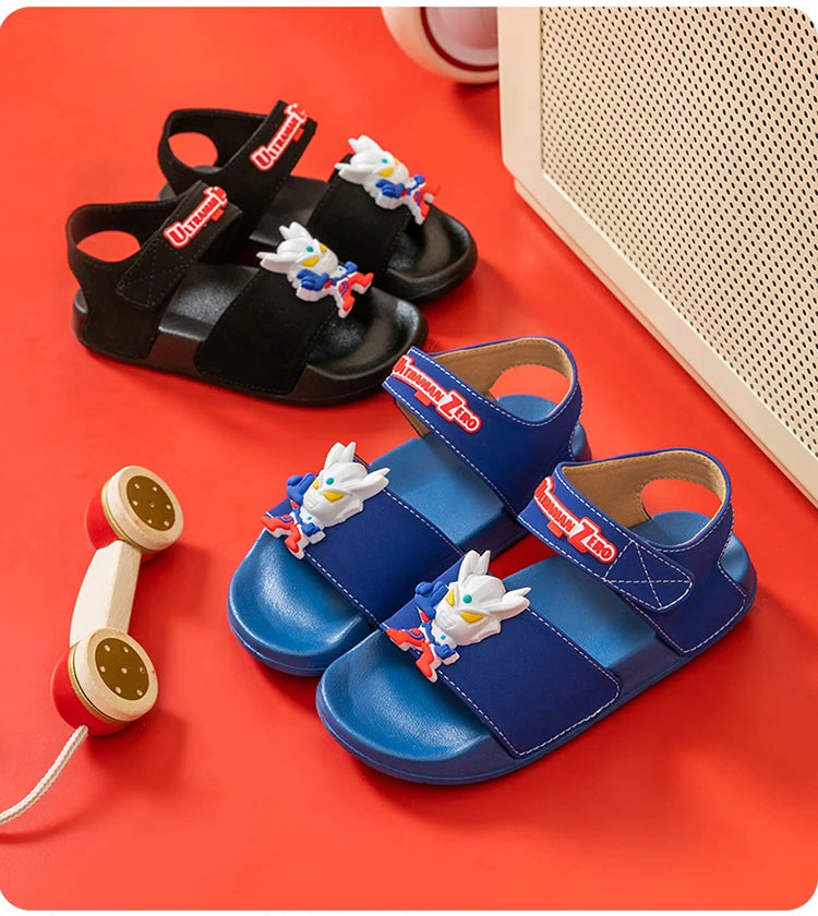Ultraman children's sandals, new summer baby beach shoes, outdoor non-slip soft soled sandals for boys