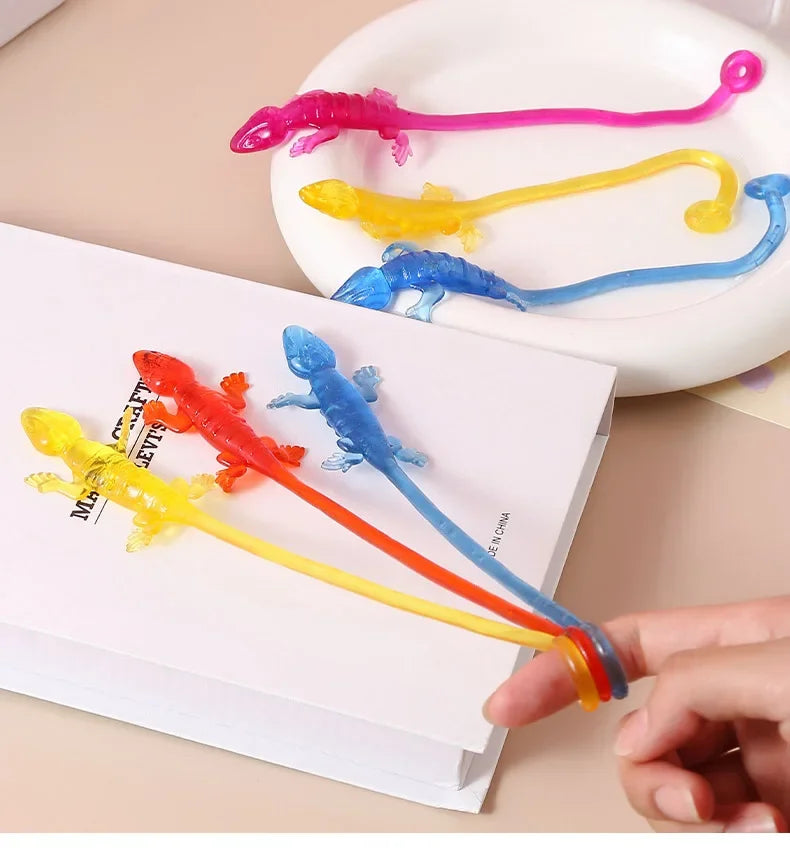 20Pcs Fun Colorful Lizard Sticky Retractable Toys for Kids Birthday Party Favors Baby Shower Pinata Fillers Halloween Party Gift