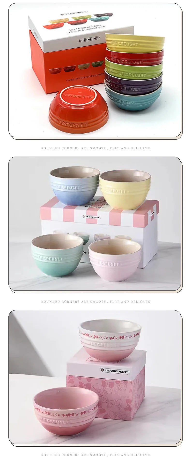 New French Cool Rainbow 12cm 15cm 20 Bowl Set Ceramic Stoneware Rice Bowl Kitchen Household Utensils 6-Piece Set High-End Gift