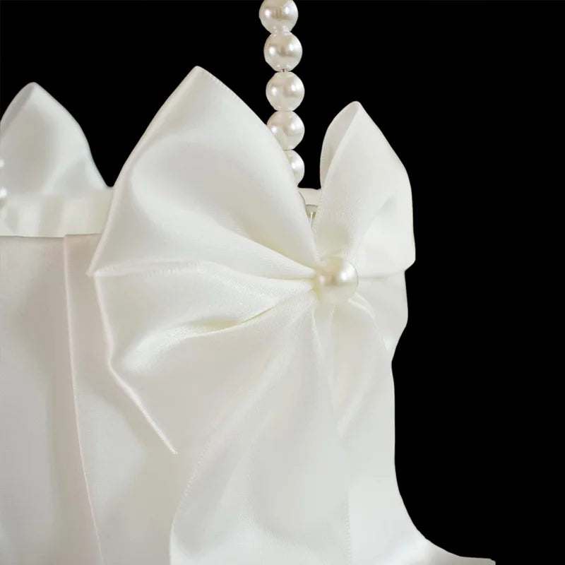 New Wedding Ivory Flower Baskets Ribbon Pearls Bow Knot Ring Pillow Cushion Bearer Bridal Party Supplies Gifts Home Decorations