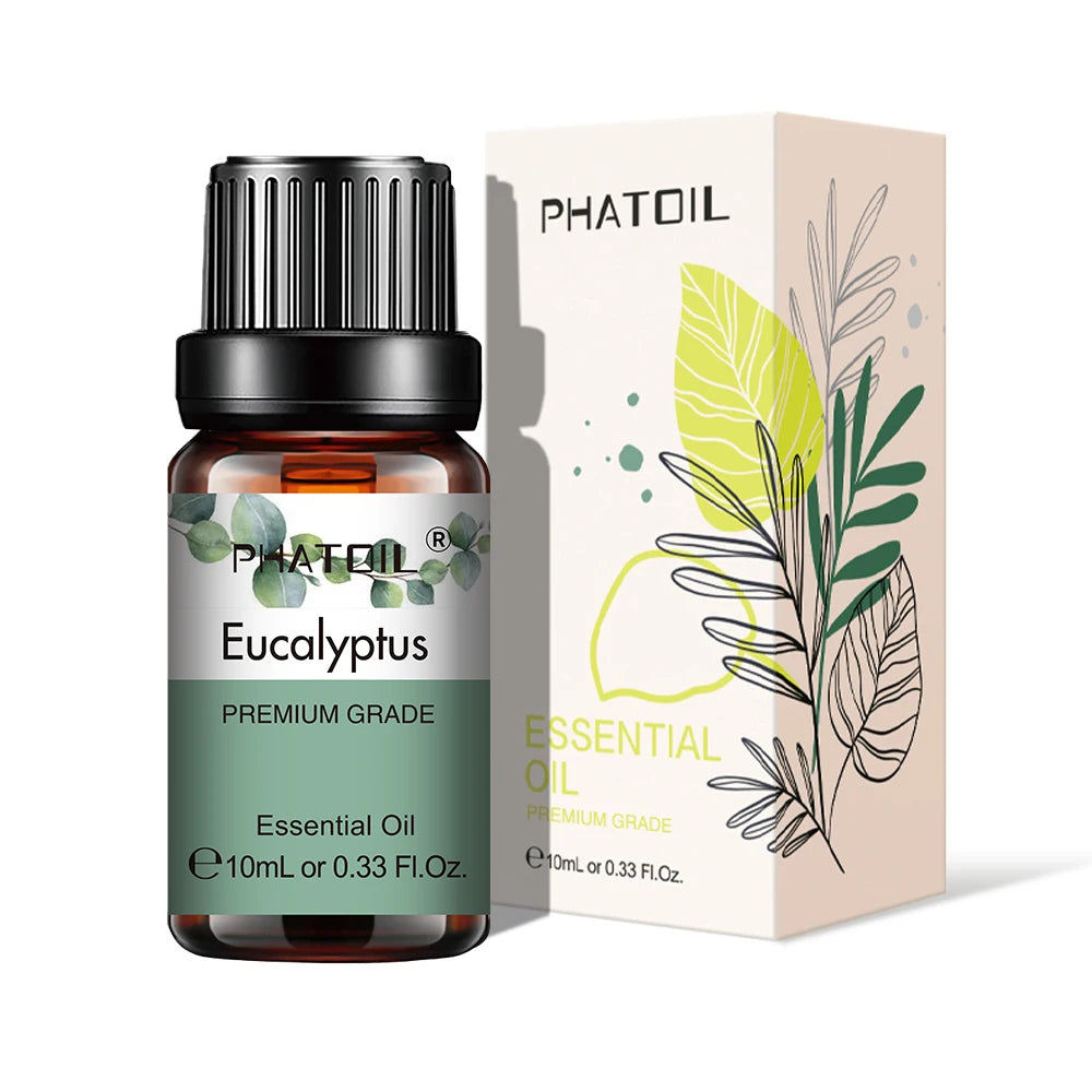 PHATOIL Natural Plant Essential Oil 10ml Eucalyptus Rose Lemon Bergamot Vanilla Peppermint 1PCS Aroma Essential Oil For Diffuser