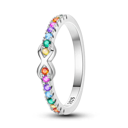 Rainbow Infinity Sterling Silver Ring