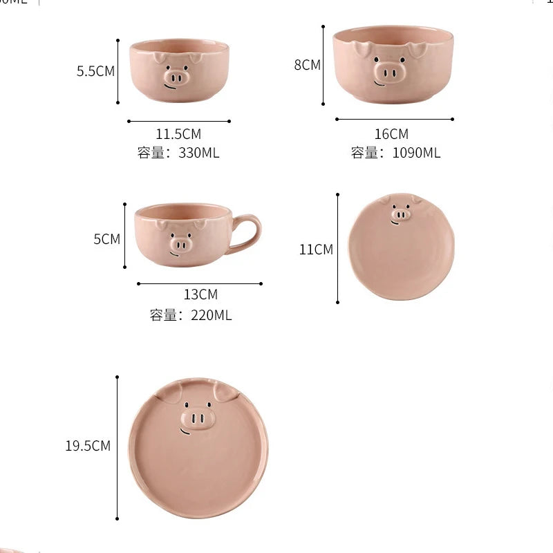 European Creative Cute Pink Pig Tableware Dishes Ceramic