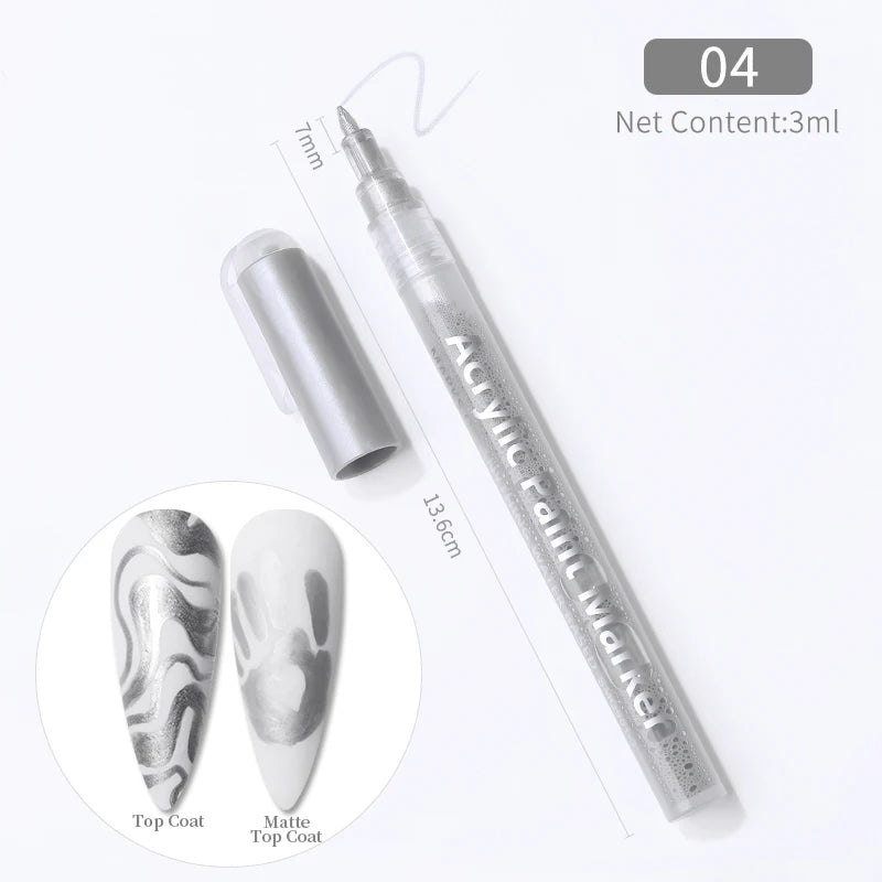 1Pc Nail Art Drawing Graffiti Pen Waterproof Painting Liner Brush DIY 3D Abstract Lines Fine Details Flower Nail Manicure Tools
