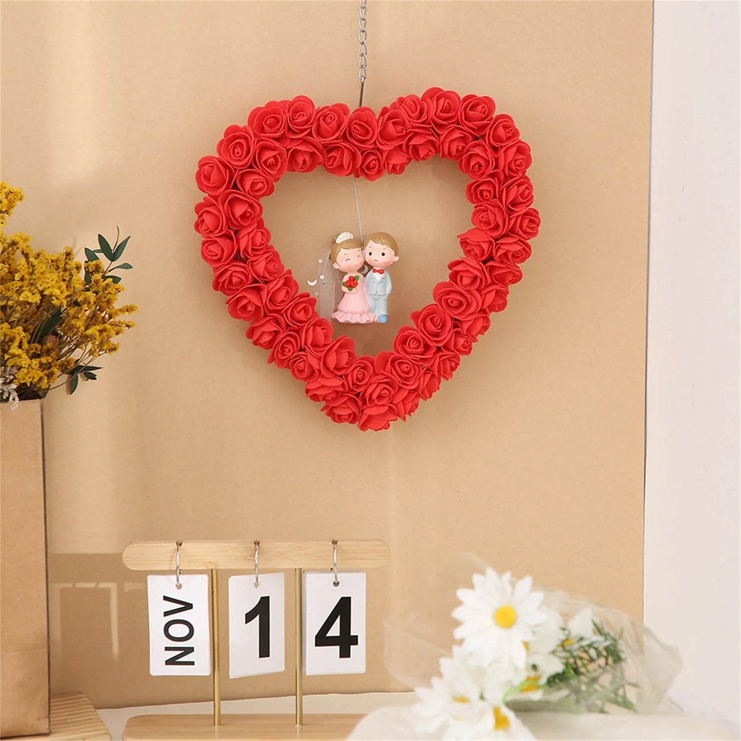 Wedding Decoration 2025 Love Wreath Decoration Wedding Proposal Party Simulation Rose Embroidered Ball Wreath Scene Decoration