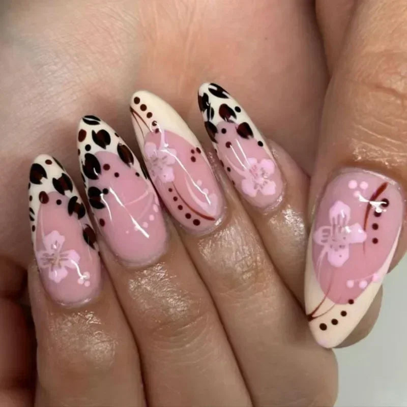 24 Pcs Matte Almond False Nails Set-7