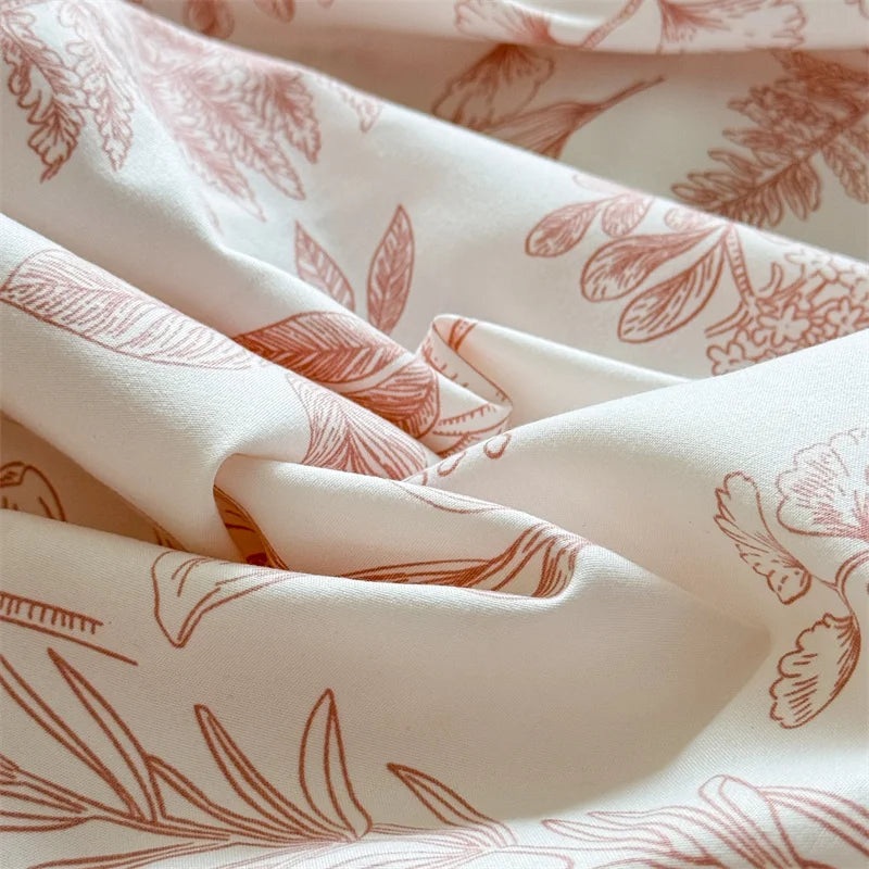 1pc Floral Fitted Bed Sheet Flower Printed Washed Cotton Bed Sheet with Elastic Single/Queen/King Size Bed Fitted Sheets