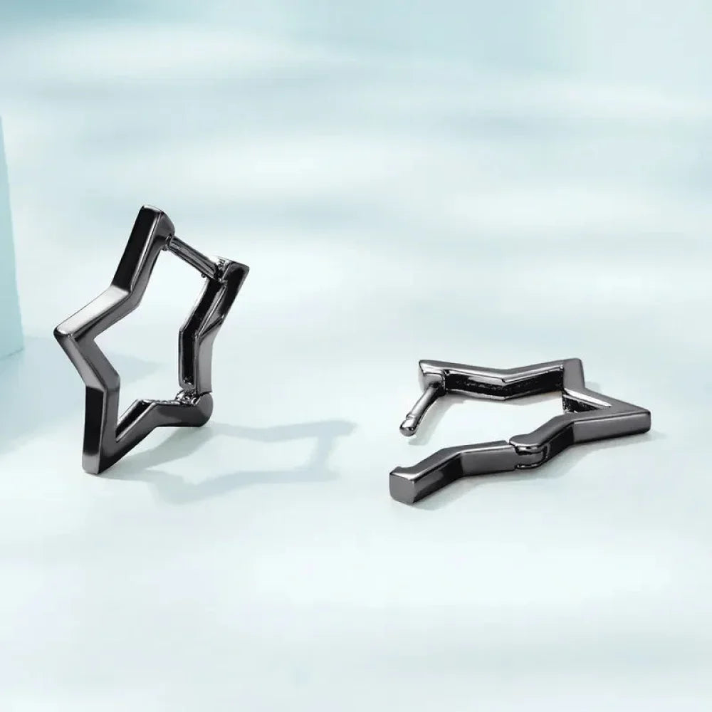 925 Sterling Silver Starlike Earrings - Minimalist Star Shape Ear Buckle for Women - Fashion jewelry SCE1136