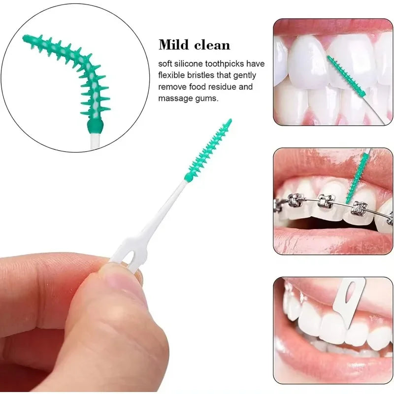 Interdental Brushes Silicone Toothpicks Teeth Floss Oral Hygiene Teeth Cleaning Soft Bristle Clean Between Teeth Toothbrush