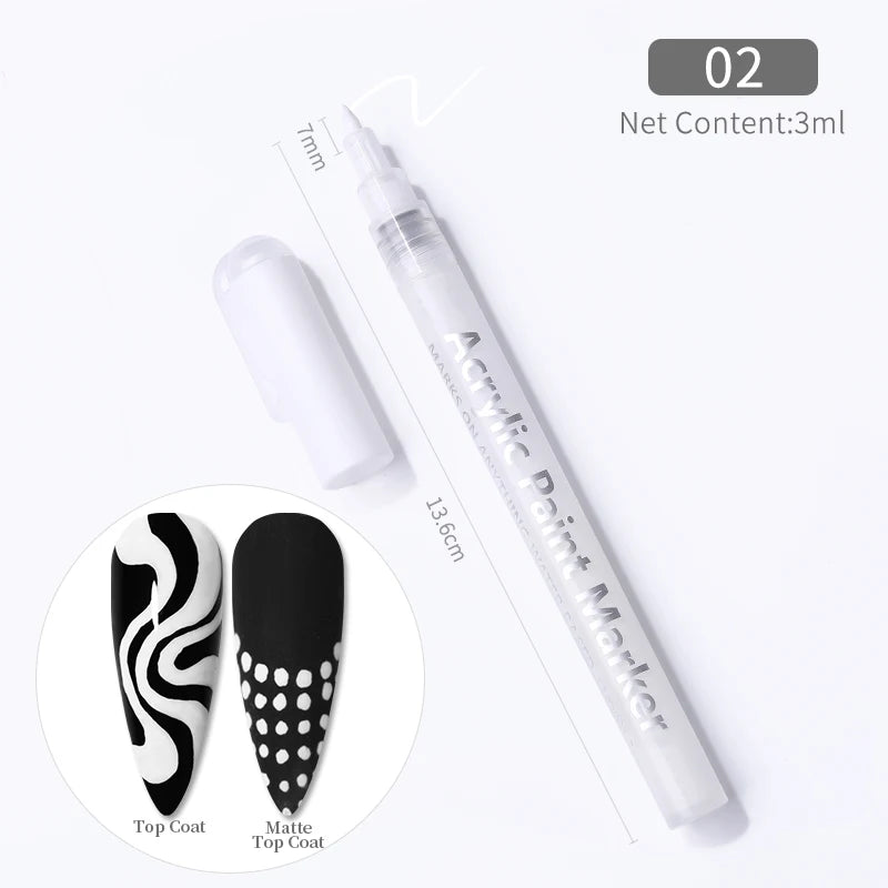 1Pc Nail Art Drawing Graffiti Pen Waterproof Painting Liner Brush DIY 3D Abstract Lines Fine Details Flower Nail Manicure Tools