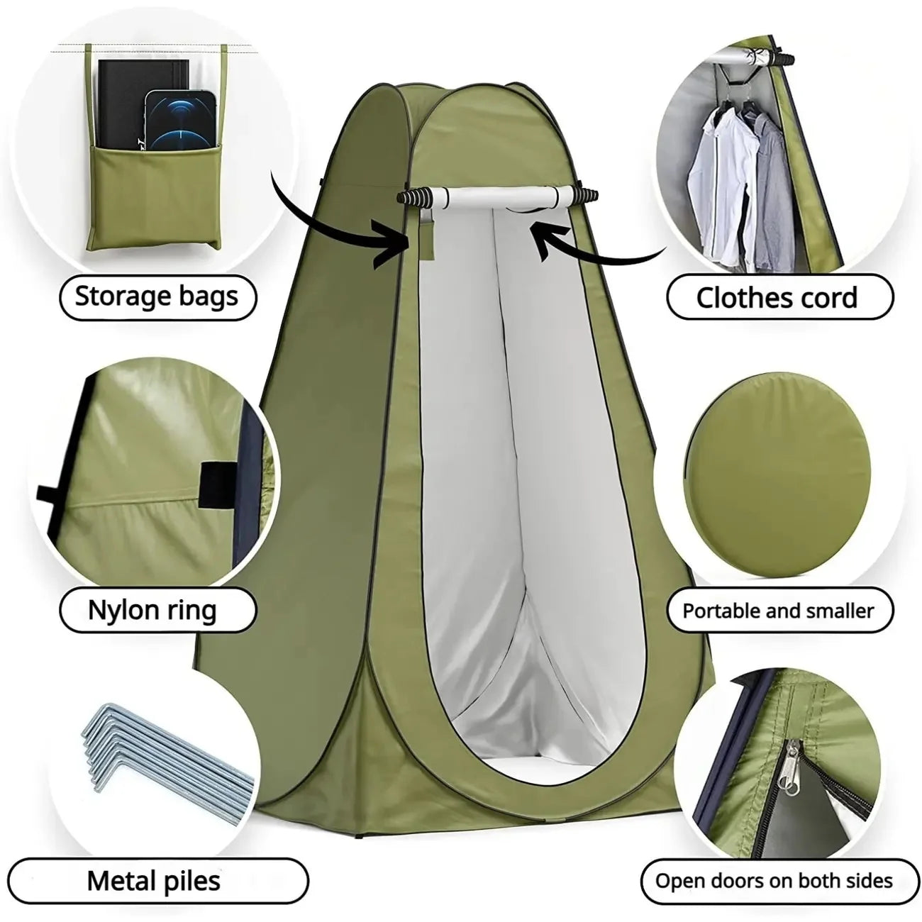 Outdoor bathing tent, portable camping toilet tent, changing tent, shower tent, dressing shelter, fishing tent, thermal tent