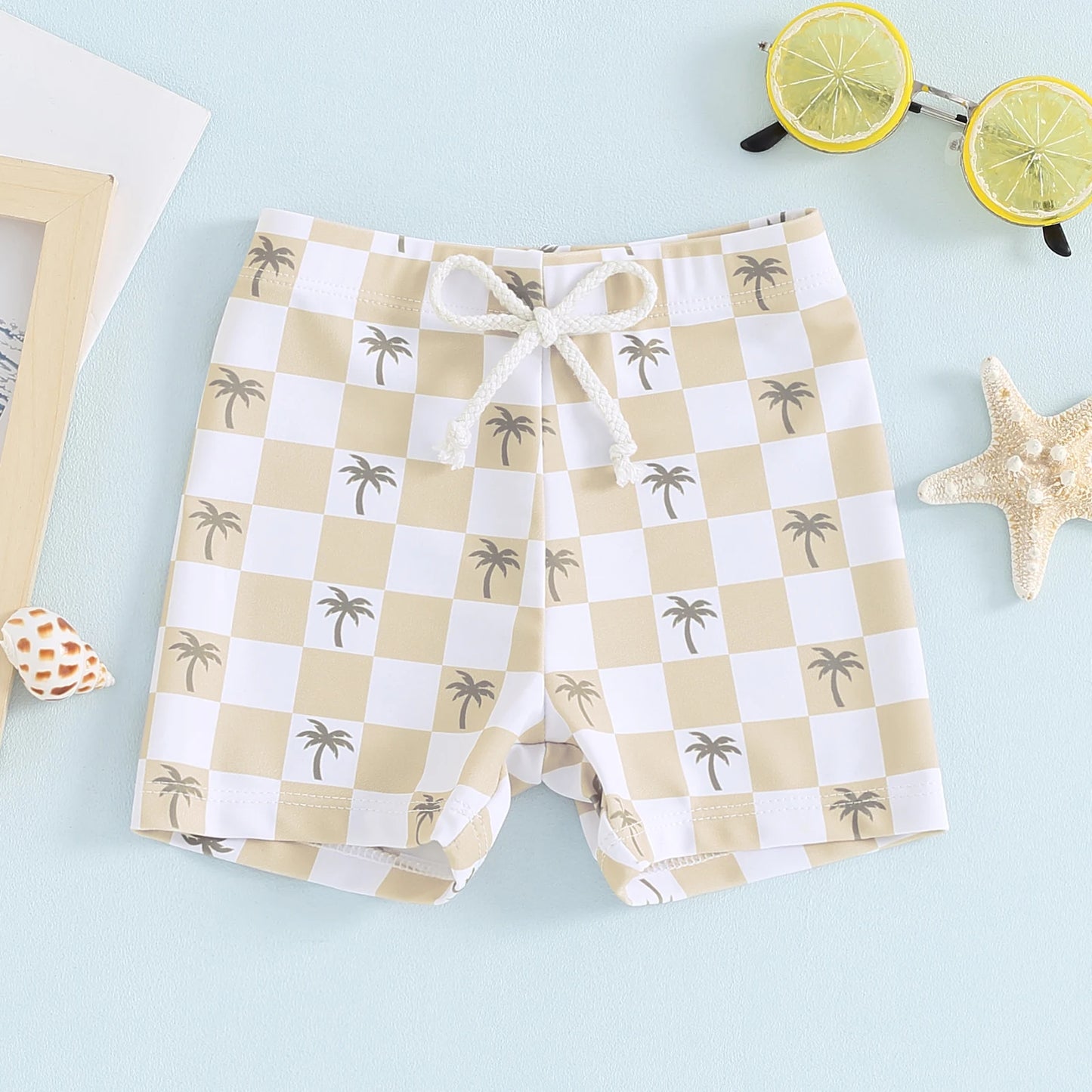 Summer Toddler Boys Swim Trunks Bathing Suit Dinosaur/Plaid/Turtle Print Elastic Drawstring Board Shorts Swimwear  Beach Shorts