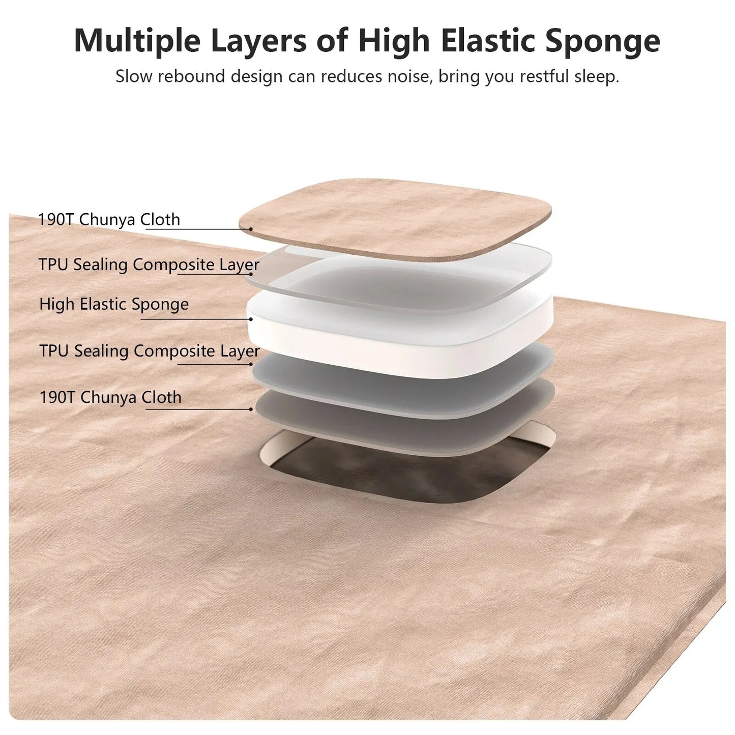 Self-Inflating Camping Air Mattress Thickened Folding Tent Mat Brown-3