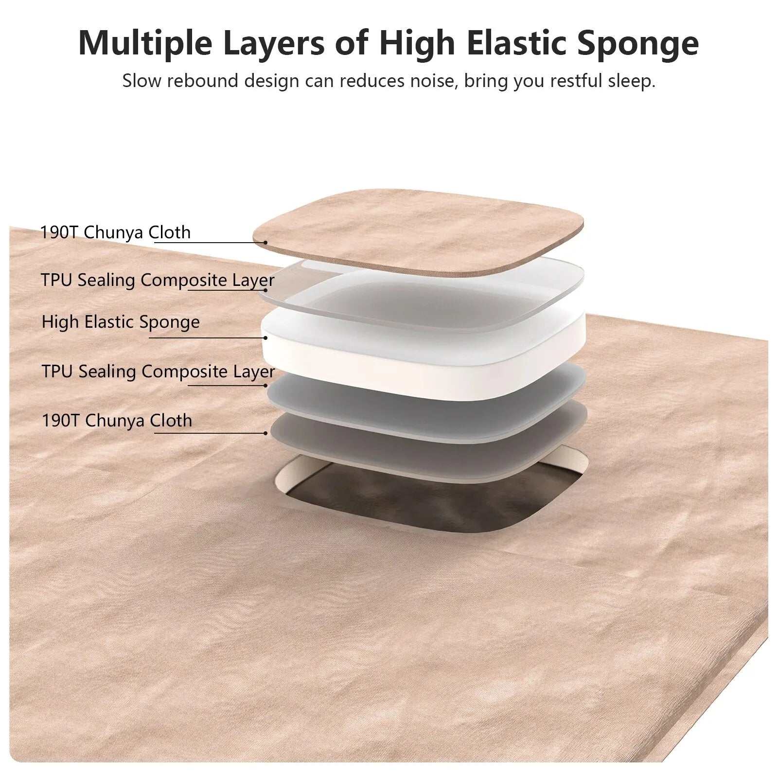 Self-Inflating Camping Air Mattress Thickened Folding Tent Mat Brown-3
