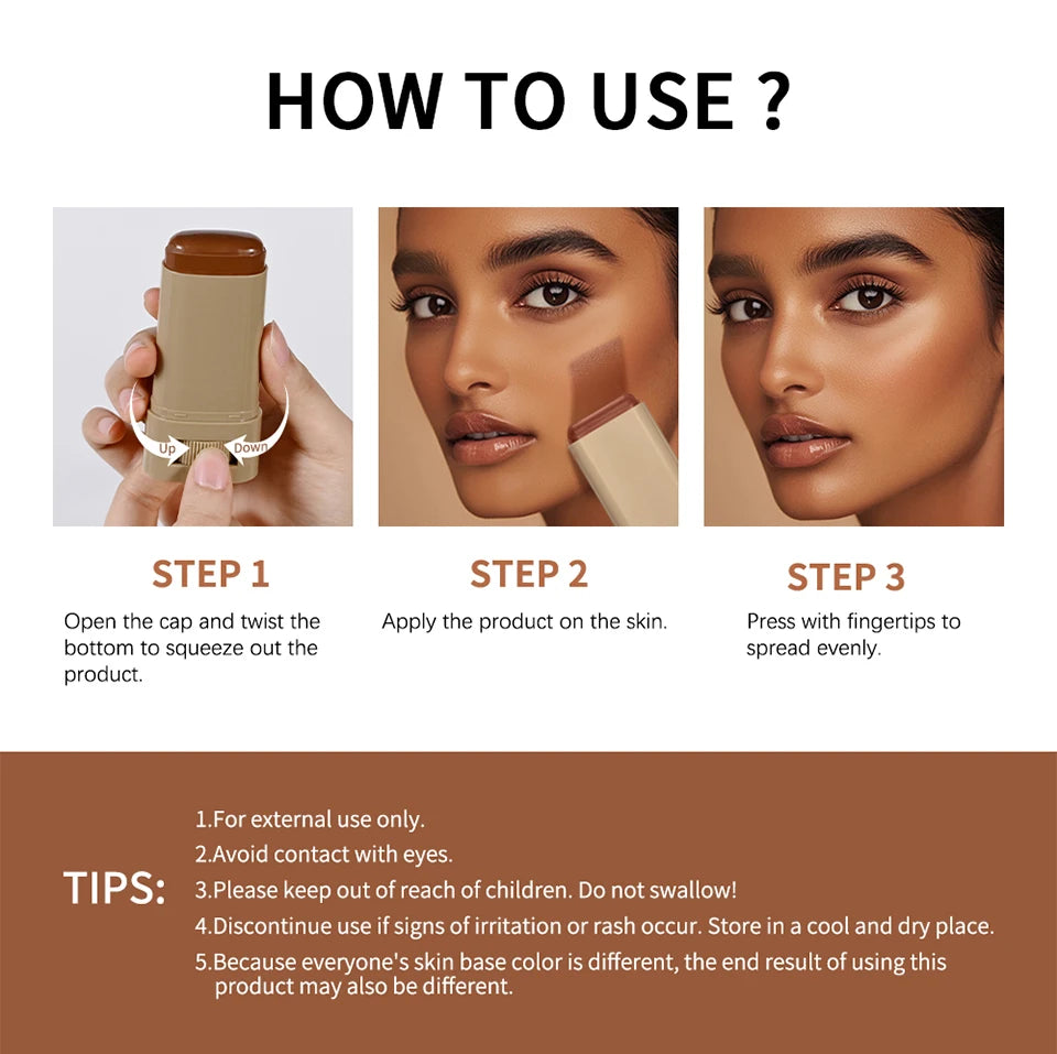 Foundation Stick  Serum Boosted Skin Tint Balm Silky Texture Moisturizing Coverage Plumper Natural Even Skin Tone Travel Makeup