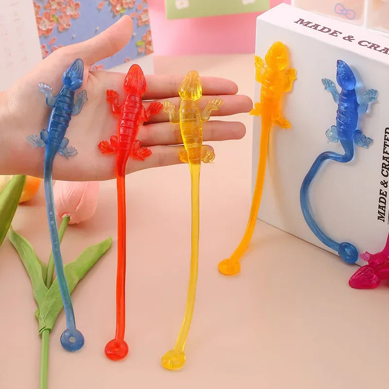 20Pcs Fun Colorful Lizard Sticky Retractable Toys for Kids Birthday Party Favors Baby Shower Pinata Fillers Halloween Party Gift