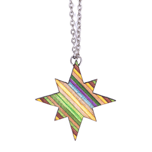 Sirius Star Recycled Skateboard Necklace-0