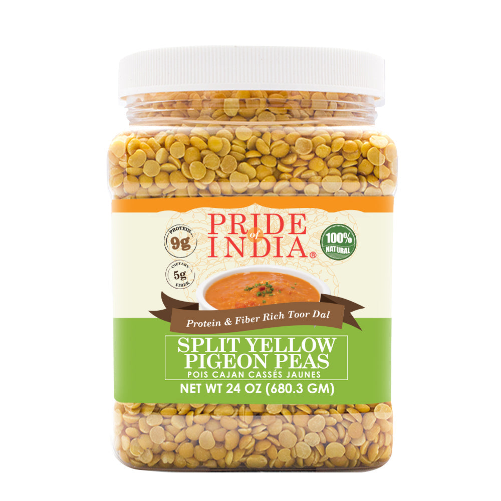 Indian Split Yellow Pigeon Peas - Protein & Fiber Rich Toor Dal Jar-0