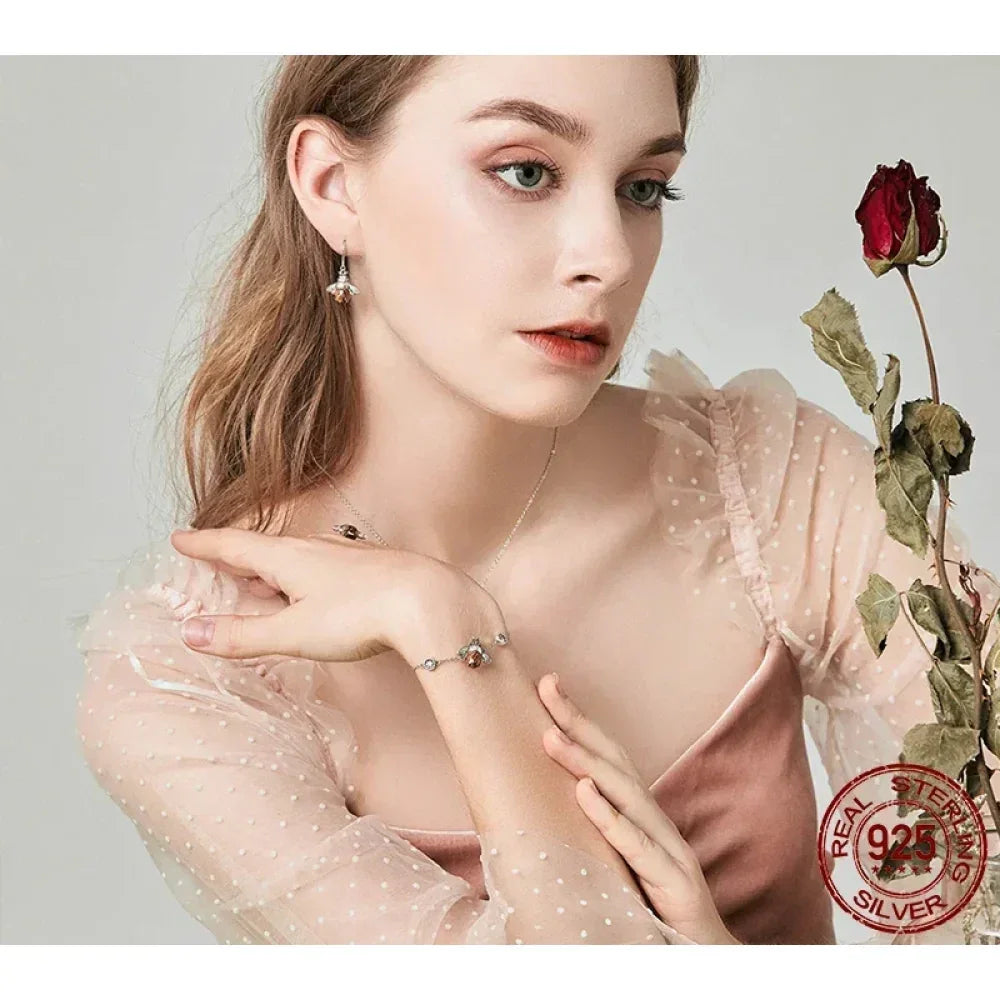 Sterling Silver Dancing Bee Bracelet With Crystal - Women'S Chain Link Bracelet