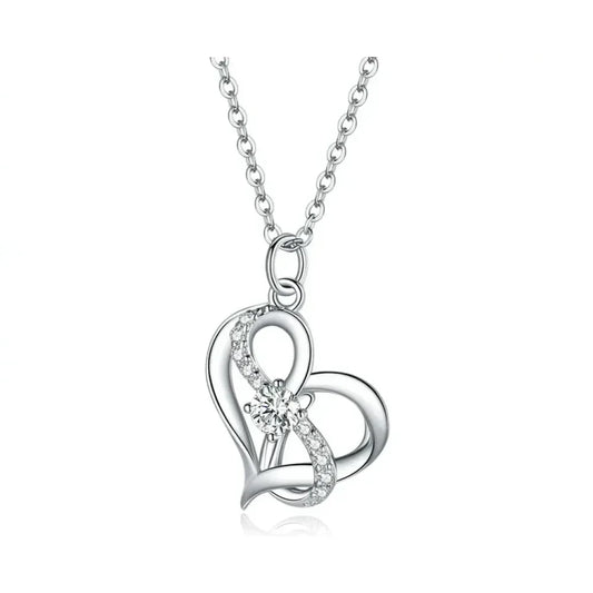 Sterling Silver Forever Love Heart Pendant Necklace With Cubic Zirconia - Women'S Necklace