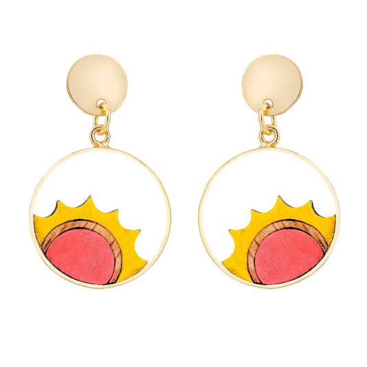 Sunshine Eco-friendly Recycled Wood Gold Earrings-0