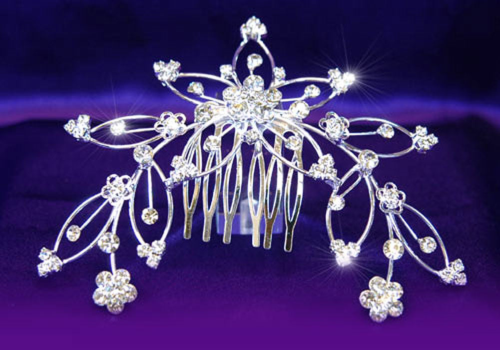 Bridal Wedding Flower Austrian Crystal Hair Comb XT1062-0